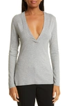 Capsule 121 The Adhara Plunge Neck Knit Top In Grey