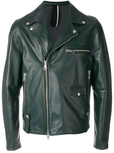 Low Brand Pin Green Leather Jacket