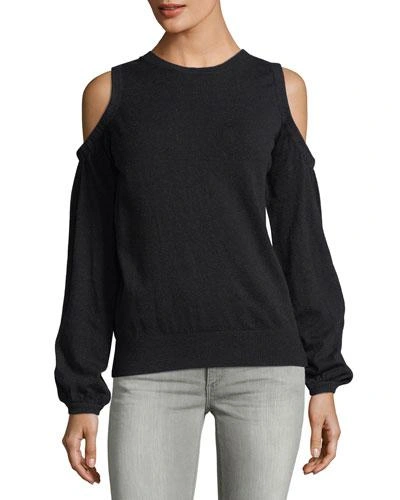Collective Concepts Long-sleeve Cold-shoulder Sweater In Black