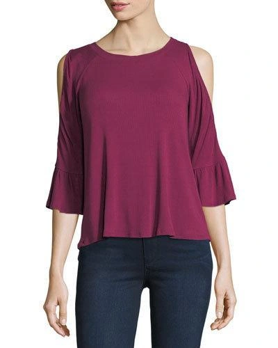 Casual Couture Cold-shoulder Bell-sleeve Top