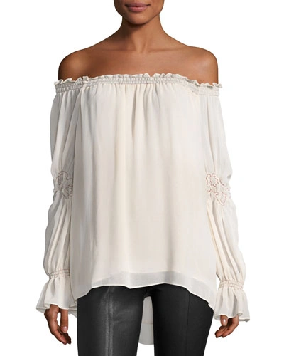 Max Studio Tie-sleeve Off-the-shoulder Blouse In White