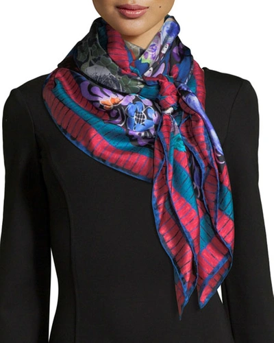Jane Carr The D&eacute;coupage Silk Twill Square Scarf In Multi
