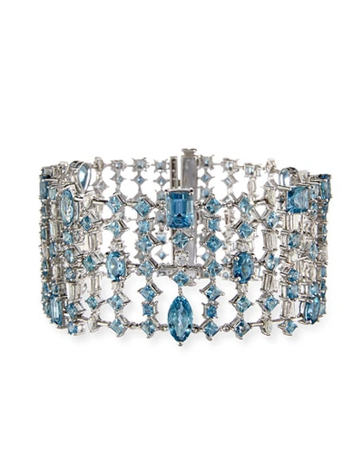 Alexander Laut Fancy-cut Aquamarine & Diamond Cuff Bracelet