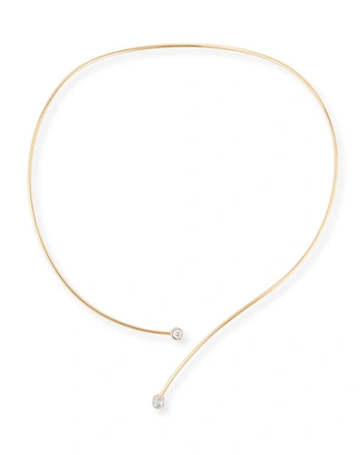 A. Link 18k Yellow Gold Collar Necklace With Diamond Tips