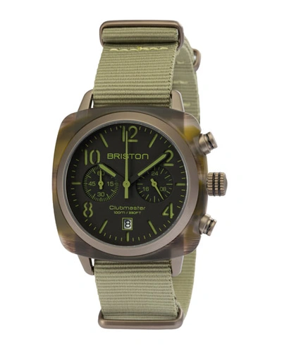 Briston Clubmaster Classic Chronograph Watch, Brown/green
