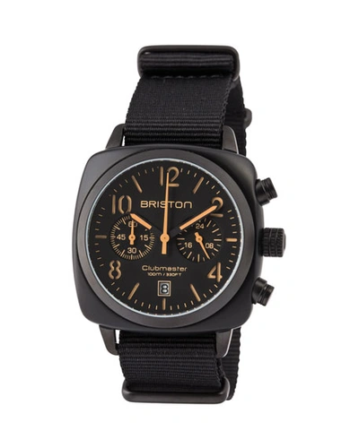 Briston Clubmaster Classic Chronograph Watch, Black/orange