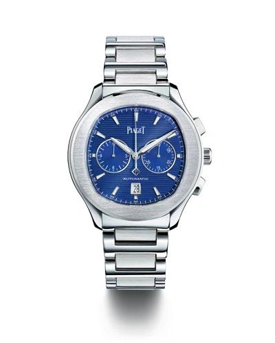 Piaget Stainless Steel Blue Chronograph Watch