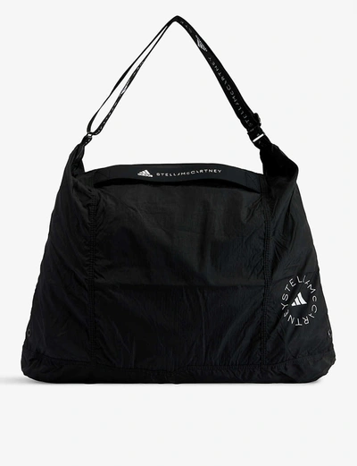 Adidas By Stella Mccartney Brand-print Recycled-polyamide Tote Bag In Black/white