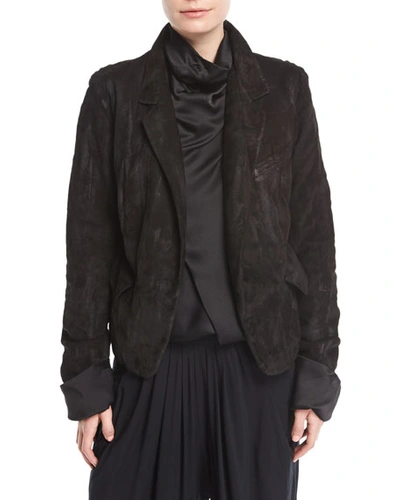 Urban Zen Padded Suede Wrap-front Jacket, Black