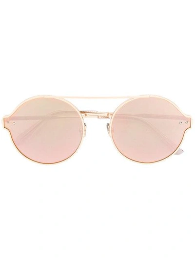 Bottega Veneta Round Frame Sunglasses In Metallic