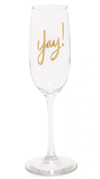 Gift Boutique Yay! Flute Glass In Clear/gold