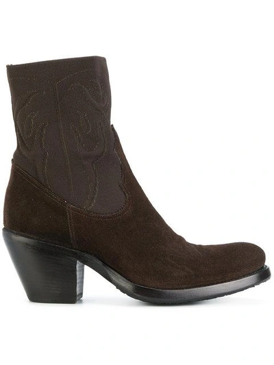 Rocco P Western Heeled Boots In Brown