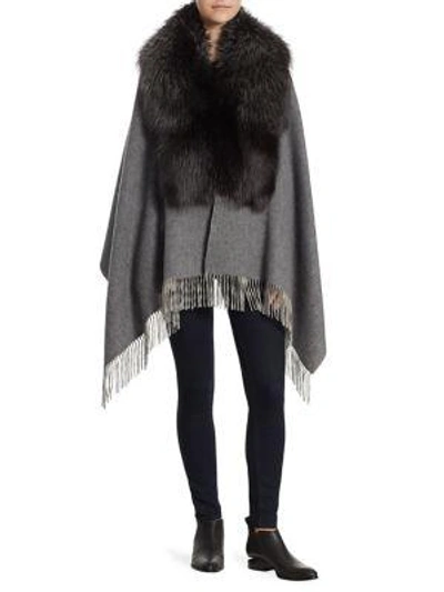 The Fur Salon Wool & Fox Fur Stole In Grey