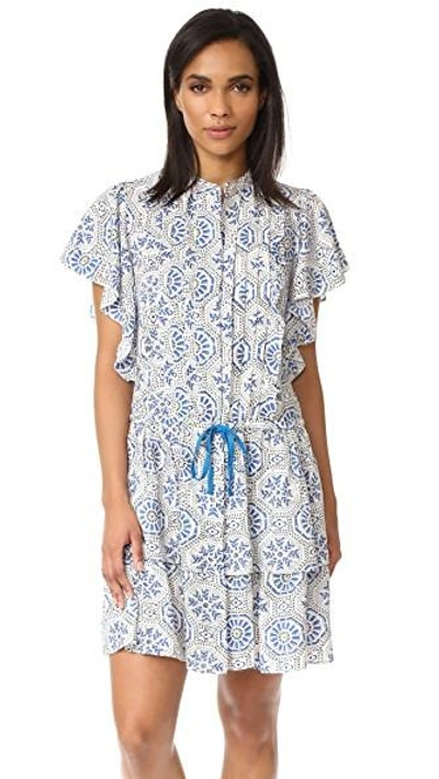 Banjanan Lottie Dress In Moorish Tile Cobalt