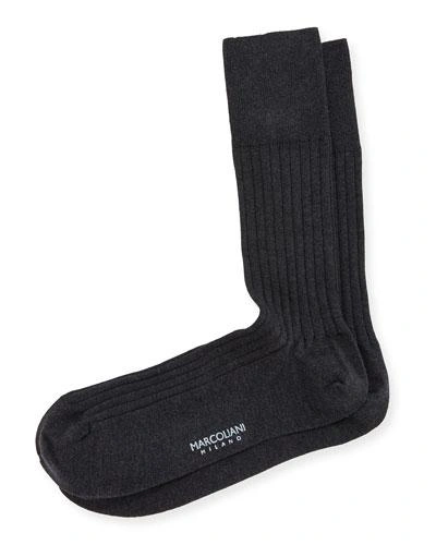 Marcoliani Rib-knit Cotton Socks In Black