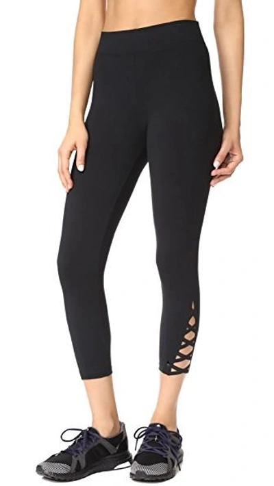 Yummie Skimmer Lace-up Leggings In Black