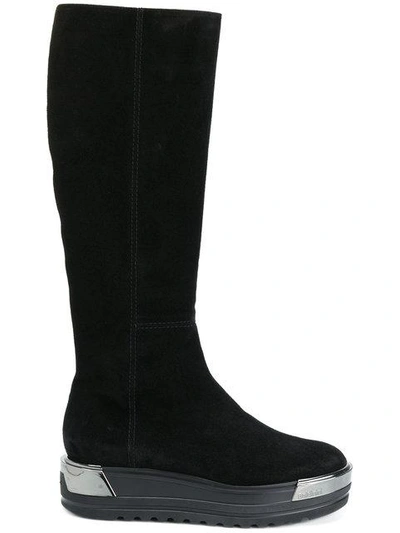 Baldinini Mirrored Platform Boots In Black