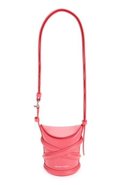 Alexander Mcqueen Micro The Curve Leather Crossbody Bag In Pink