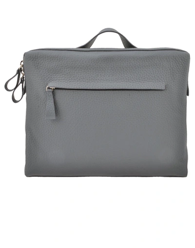 Orciani Leather Briefcase In Grey