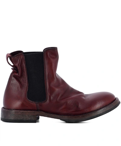 Moma Red Leather Ankle Boots