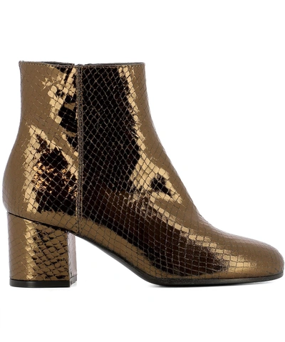 Paris Texas Bronze Leather Ankle Boots In Gold