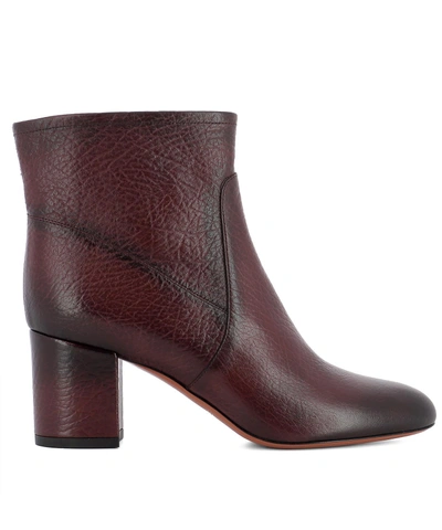 Santoni Bordeaux Leather Ankle Boots In Red