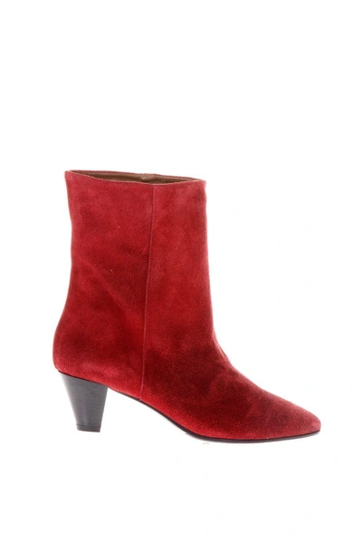 Marc Ellis 50mm Heel Velvet Boots In Red