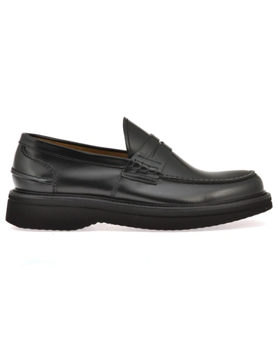 Green George Leather Loafer In Black