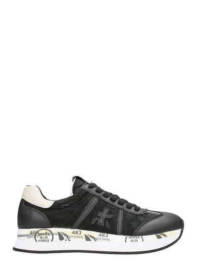 Premiata Conny In Black Suede And Leather Sneakers