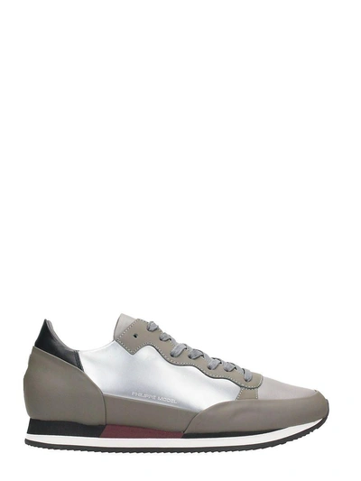 Philippe Model Paradis Beige And Silver Leather Sneakers In Black