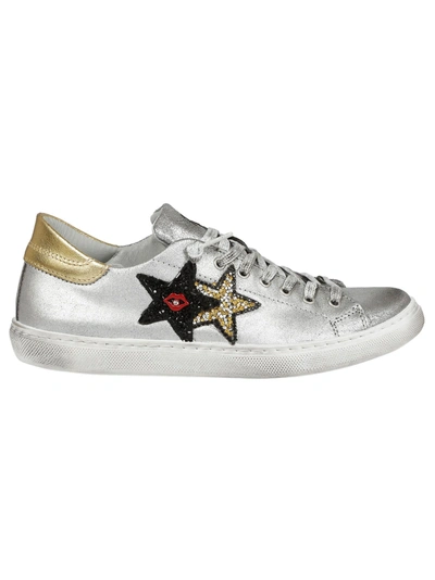 2star Embroidered Sneakers In Silver