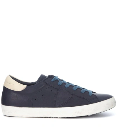Philippe Model Paris Blue And Ivory Leather Sneaker