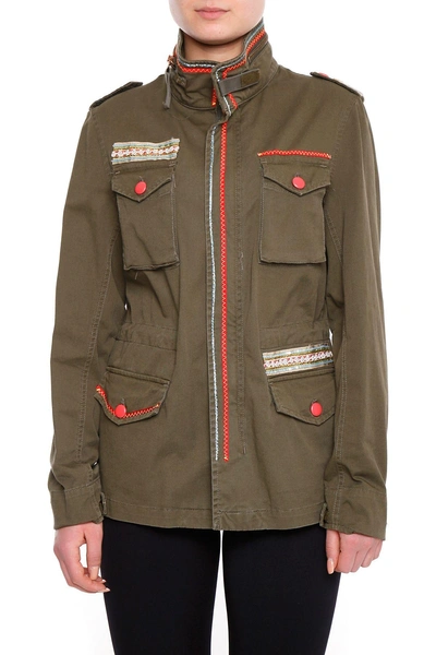 History Repeats Stretch Cotton Jacket In Verde Militare