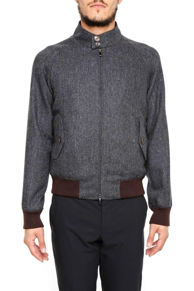 Tagliatore Chevron Wool Bomber Jacket In Grigio