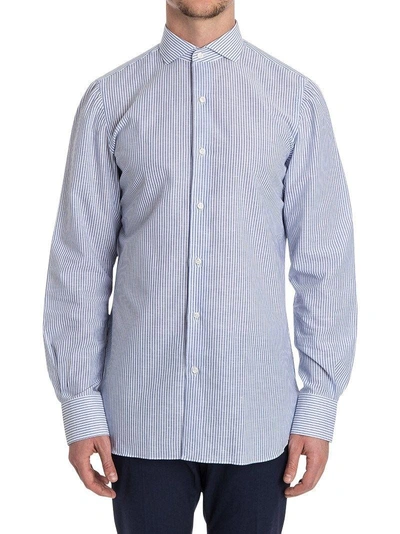 Finamore Striped Cotton Shirt In Heavenly