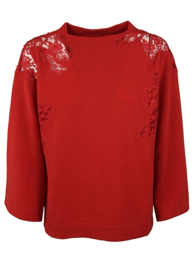 Ermanno Ermanno Scervino See-through Shoulder Sweatshirt In Red