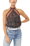 Free People 1 Thing Halter Neck Bodysuit In Black Combo