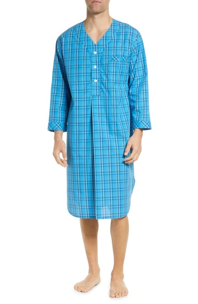 Majestic Calistoga Cotton Nightshirt In Patterned Blue