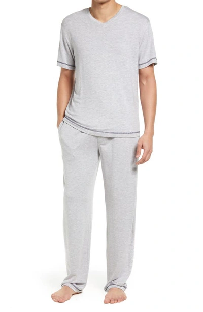 Majestic Jet Setter Stretch Knit Pyjamas In Grey