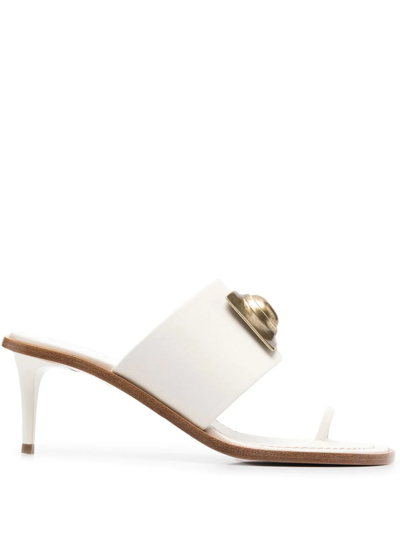 Etro Crown Me Leather Sandals In White