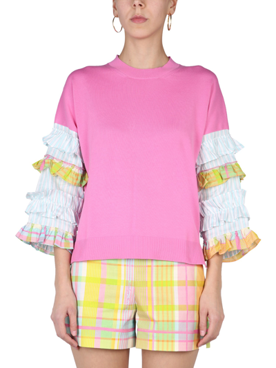 Boutique Moschino Ruffles Jersey In Pink