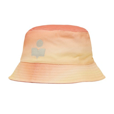 Isabel Marant Haley Cloudy Cotton Logo Bucket Hat In Tangerine