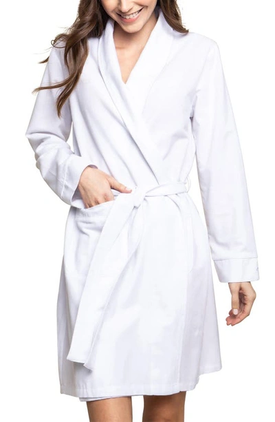 Petite Plume Flannel Cotton Dressing Gown In White