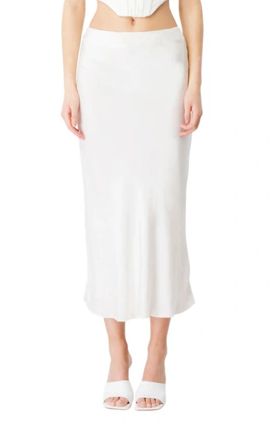 Bardot Azzura Satin Midi Skirt In Ivory ModeSens