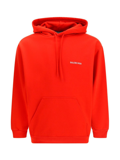 Balenciaga Logo-embroidered Cotton-jersey Hoodie In Red