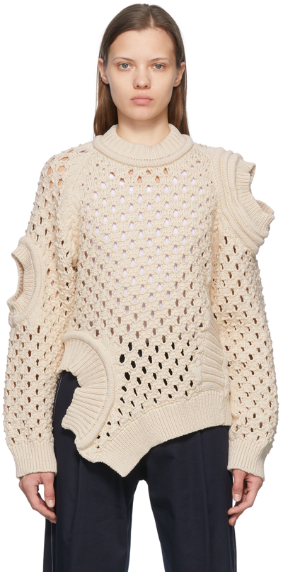 Stella Mccartney Net Knit Jumper With Cut-out In Beige