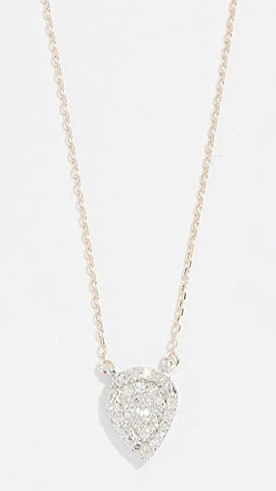Adina Reyter 14k Gold Solid Pavé Teardrop Necklace In Gold/clear