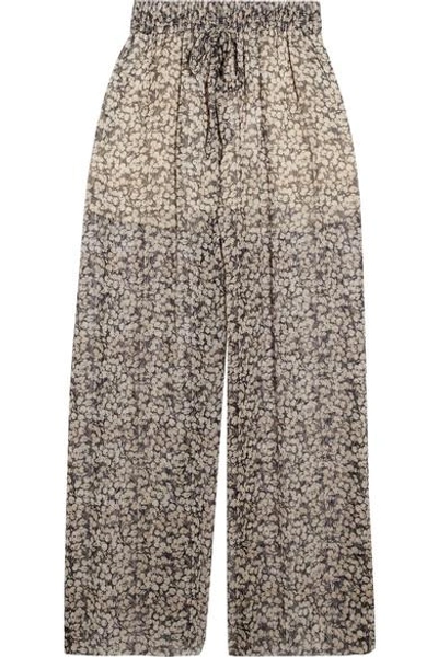 Zimmermann Printed Silk-crepon Wide-leg Pants In Abstract,black,neutrals
