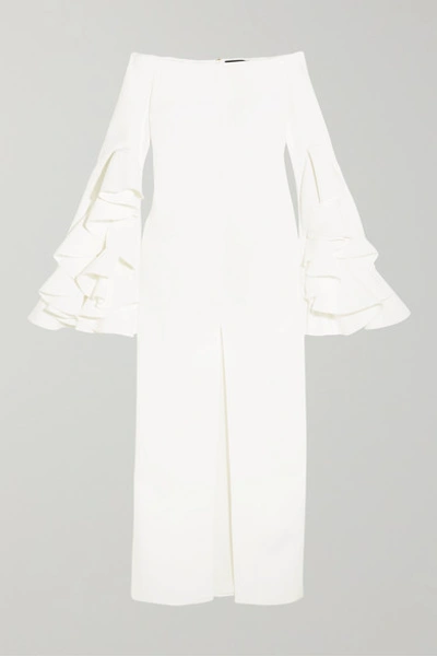 Ellery Ruffled Crepe Gown In White