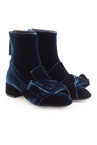 N°21 Woman Knotted Velvet Ankle Boots Midnight Blue